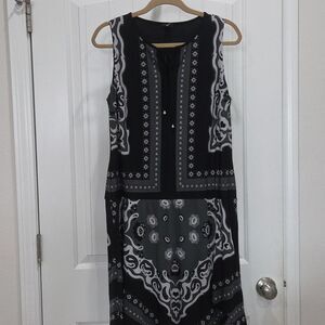 MSK Womans Floral Print Sleeveless Shift Dress Womens Size Large